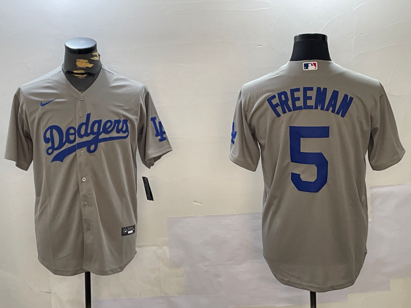 Men's Los Angeles Dodgers Freddie Freeman #5 Gray Game Player Jersey baseball jersey product view 1