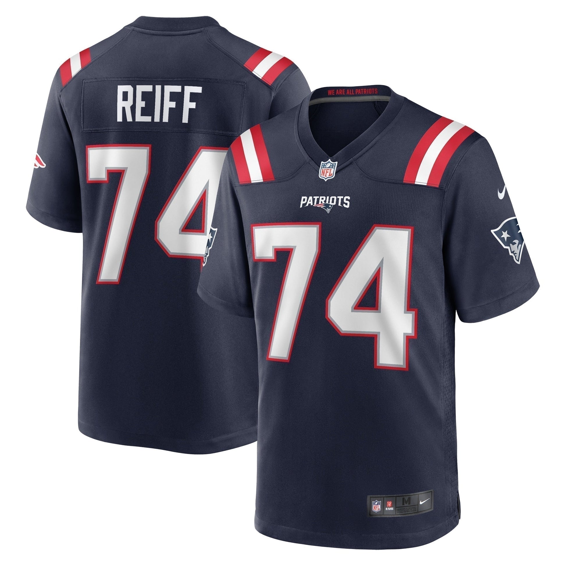 Riley Reiff New England Patriots Game Jersey - Navy football jersey product view 1