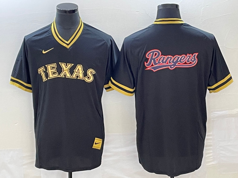 Men's Texas Rangers Black Replica Team Jersey baseball jersey product view 1