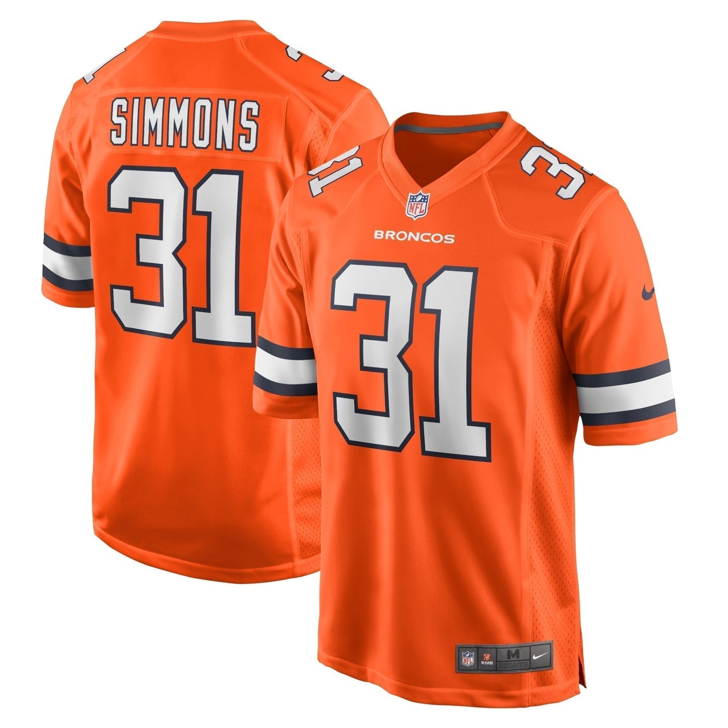 Justin Simmons Denver Broncos Alternate Game Jersey - Orange football jersey product view 1