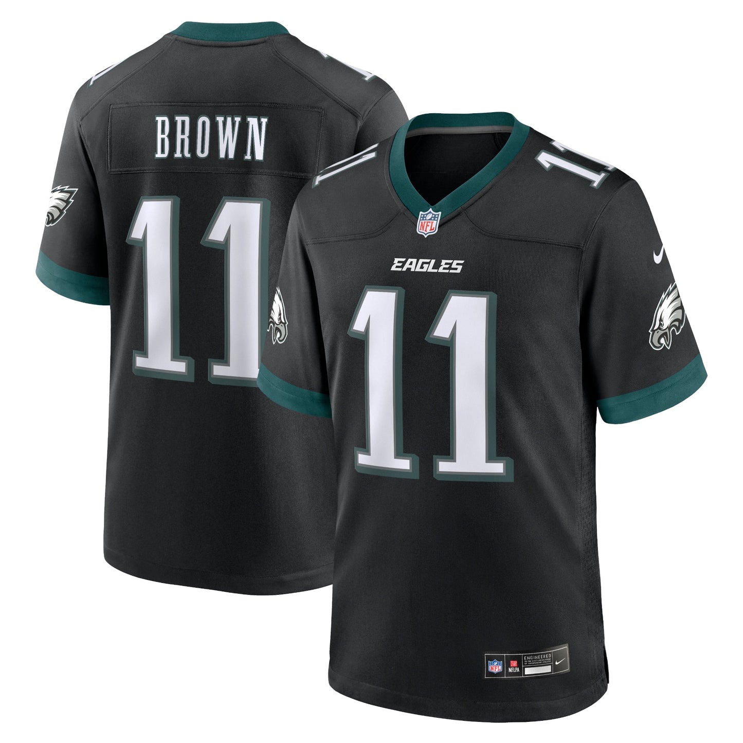 A.J. Brown Philadelphia Eagles Alternate Game Jersey - Black football jersey product view 1