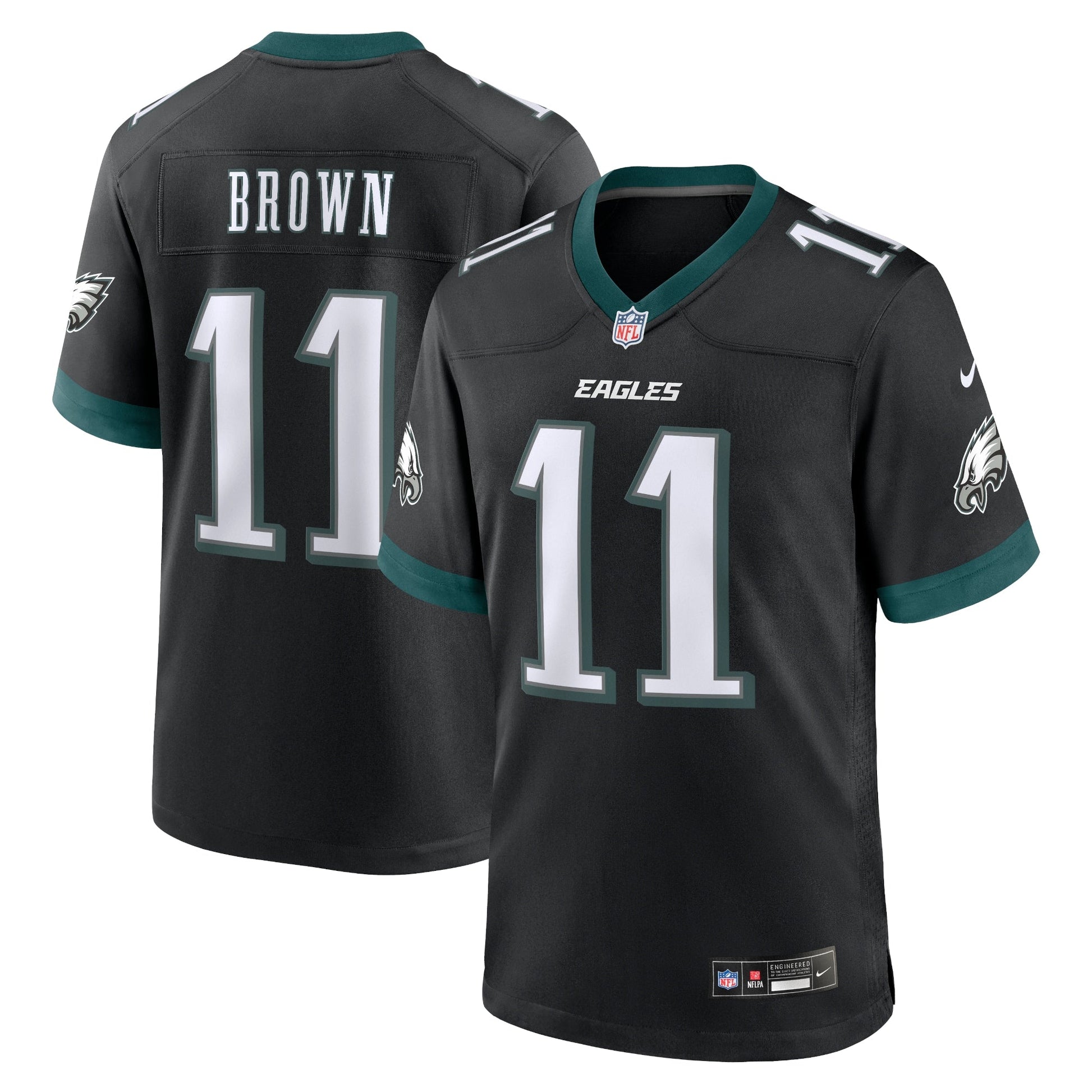 A.J. Brown Philadelphia Eagles Alternate Game Jersey - Black football jersey product view 1