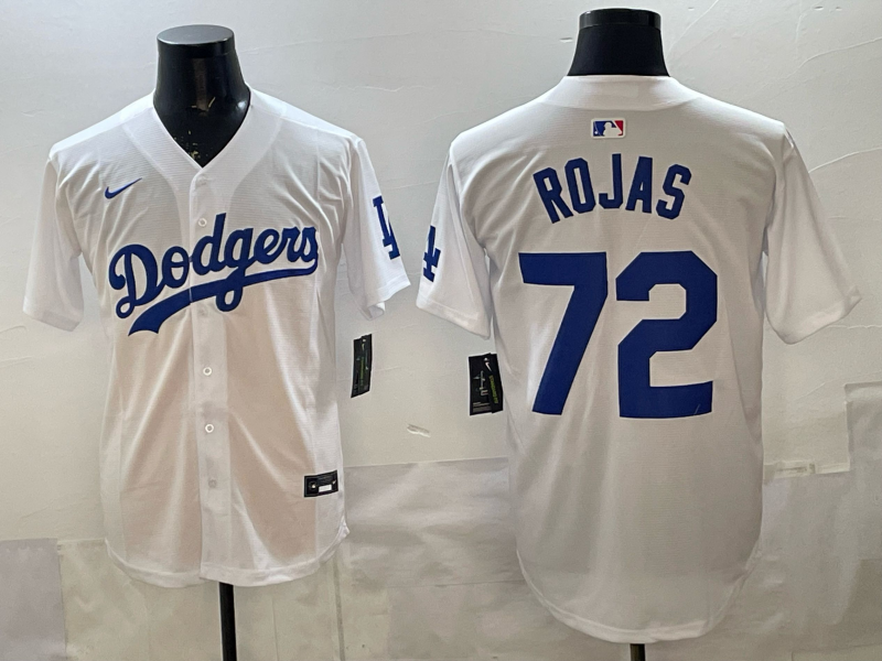 Men's Los Angeles Dodgers Manny Rojas #72 White Home Replica Jersey baseball jersey product view 1