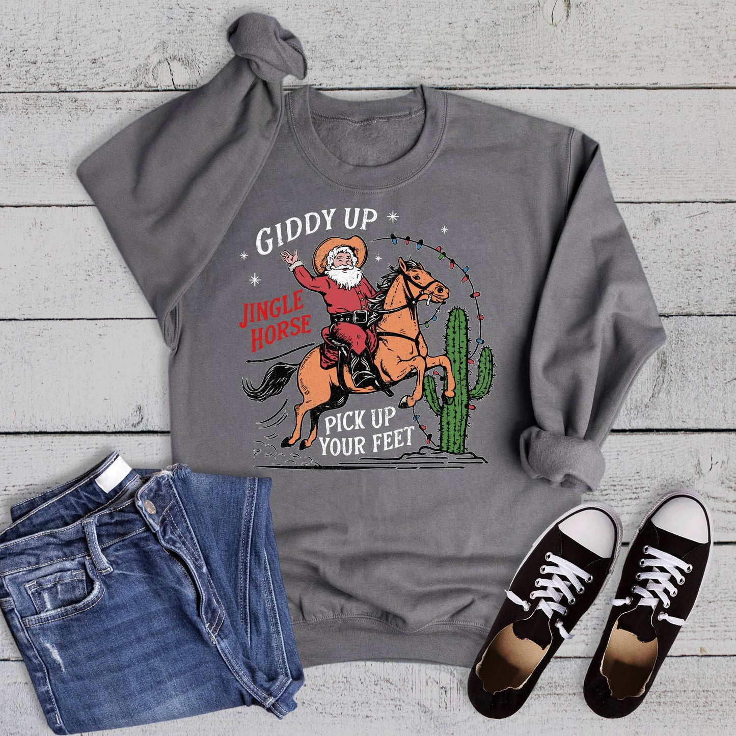 Christmas Giddy Up Pick Up Your Feet Sweatshirt Unisex T-shirt, Sweatshirt, Hoodie, Long Sleeve Tee - T-Shirt, Sweatshirt, Hoodie