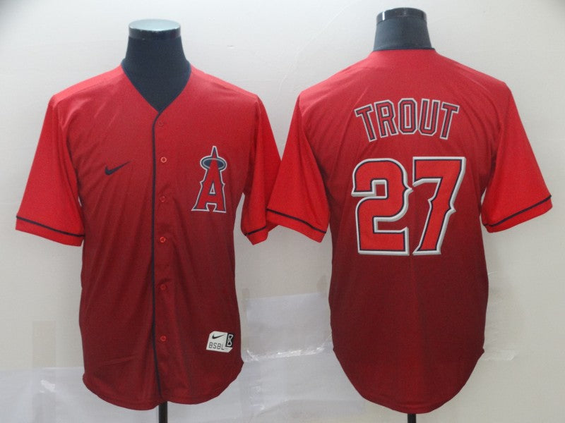 Men's Los Angeles Angels Mike Trout Red Gradient Baseball Jersey baseball jersey product view 1