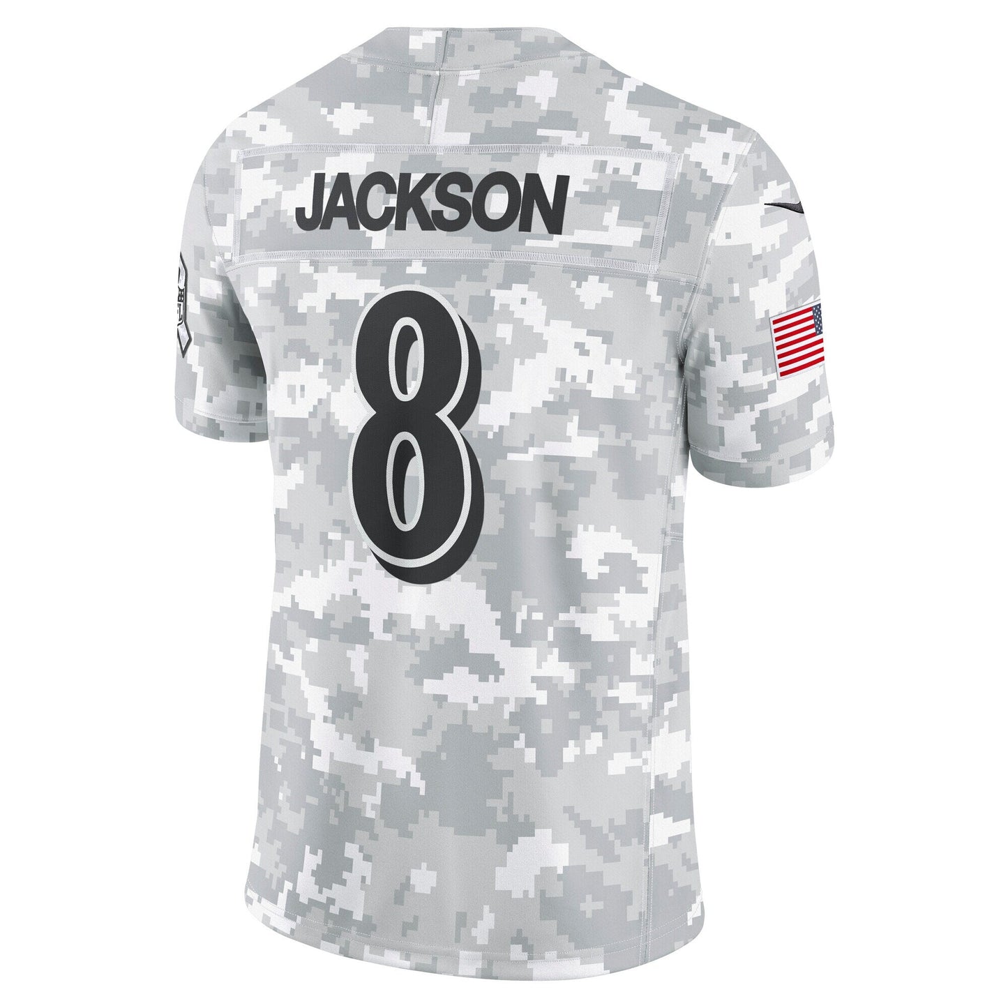 Lamar Jackson Baltimore Ravens 2024 Salute to Service Limited Jersey - Arctic Camo football jersey product view 3