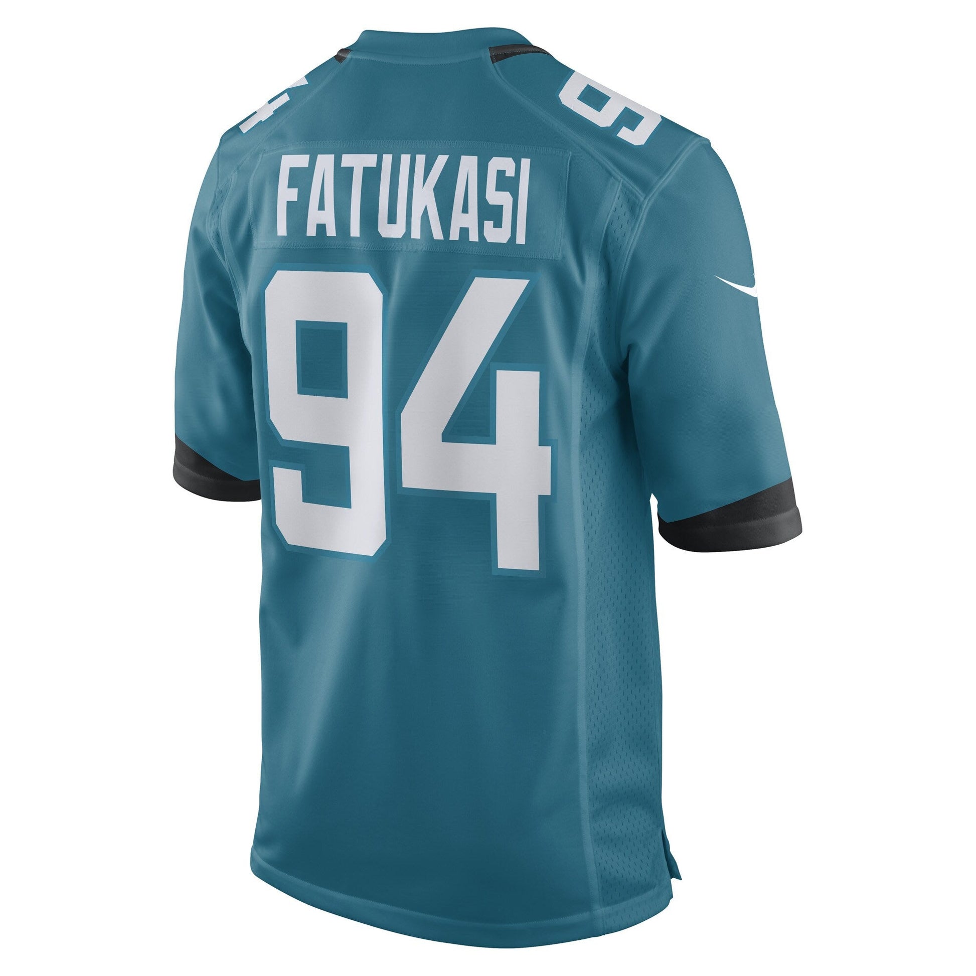Folorunso Fatukasi Jacksonville Jaguars Game Jersey - Teal football jersey product view 3