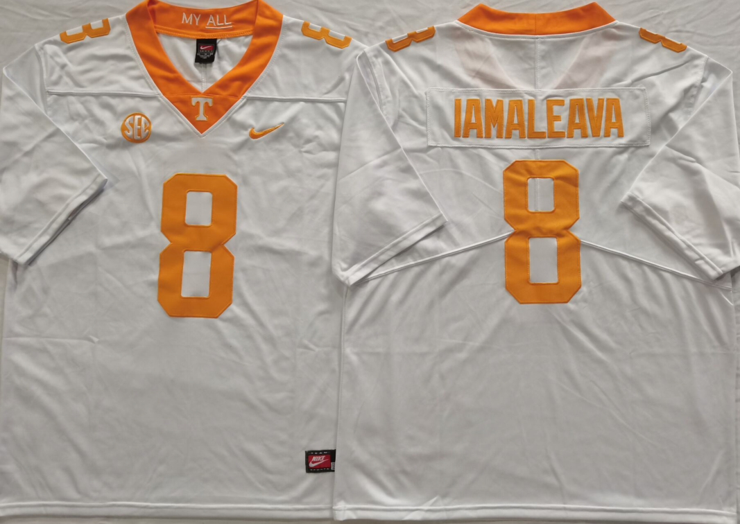 Men's Tennessee Volunteers Nico Iamaleava White Player Game Jersey sports jersey product view 1