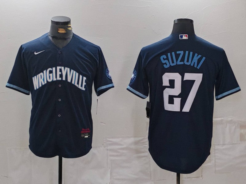 Men's Chicago Cubs Seiya Suzuki Navy City Connect Limited Player Jersey baseball jersey product view 1