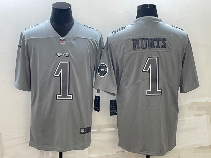 Men's Philadelphia Eagles Jalen Hurts Gray Atmosphere Fashion Game Jersey football jersey product view 1