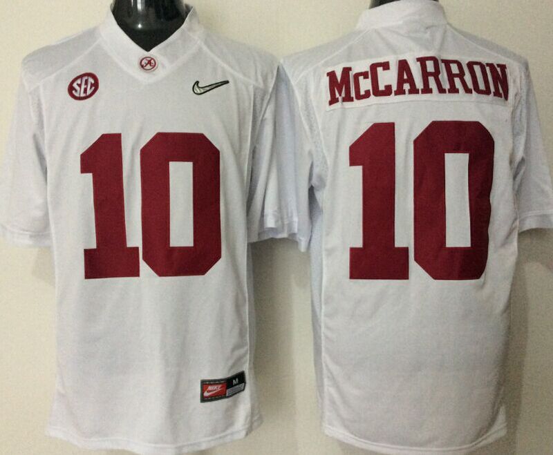 Men's Alabama Crimson Tide A.J. McCarron White Player Game Jersey sports jersey product view 1