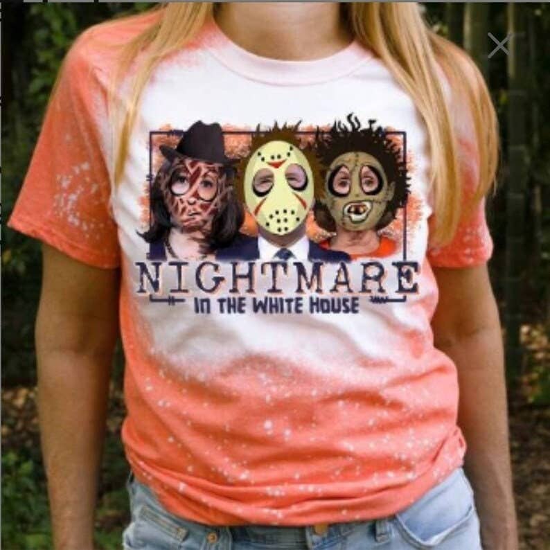 Nightmare in the Whitehouse Bleached Tee - Plus Size Graphic Unisex T-shirt, Sweatshirt, Hoodie, Long Sleeve Tee - T-Shirt, Sweatshirt, Hoodie