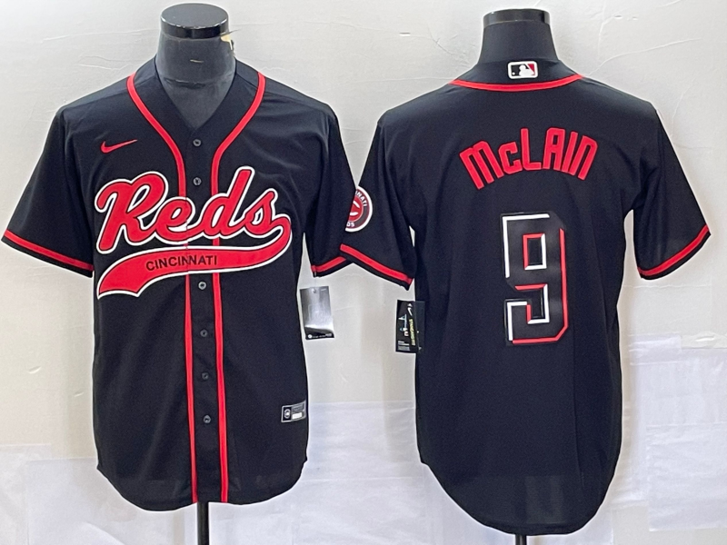 Men's Cincinnati Reds Matt McLain #9 Black Replica Player Jersey1 Joint Edition baseball jersey product view 1