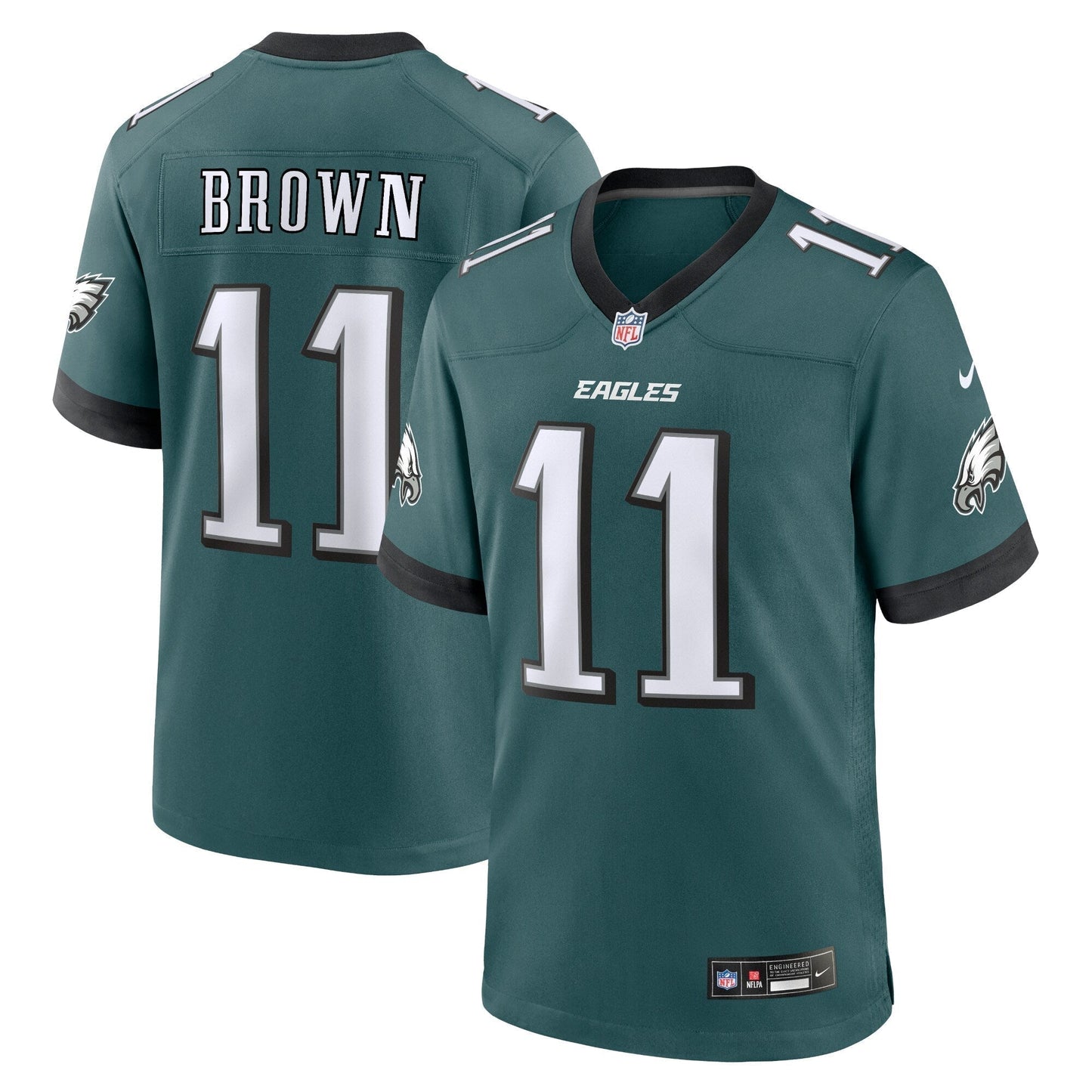 A.J. Brown Philadelphia Eagles Team Game Jersey - Midnight Green football jersey product view 1
