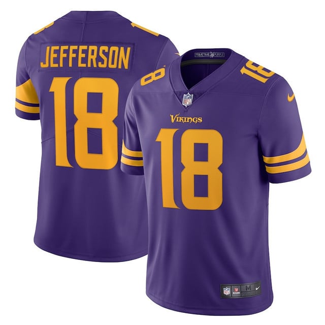 Justin Jefferson 18 Minnesota Vikings Alternate Vapor Limited Jersey - Purple football jersey product view 1