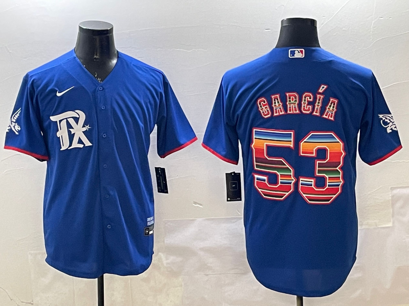 Men's Texas Rangers Adolis Garcia Royal Alternate Replica Player Jersey baseball jersey product view 1