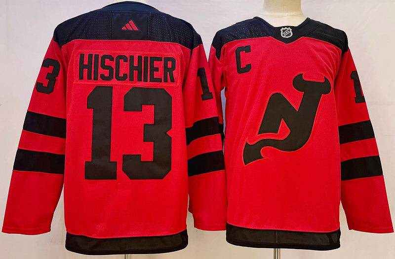 Men's New Jersey1 Devils Nico Hischier #13 Red Game Jersey1 sports jersey product view 1