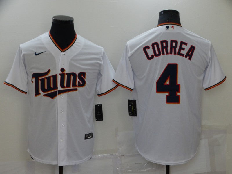 Men's Minnesota Twins Carlos Correa #4 White Replica Baseball Jersey baseball jersey product view 1