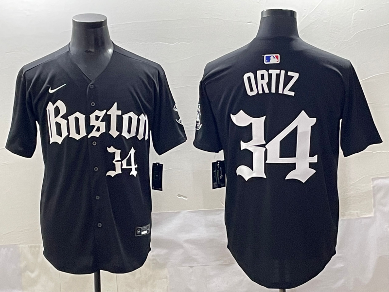 Men's Boston Red Sox David Ortiz #34 Black Limited Player Jersey baseball jersey product view 1