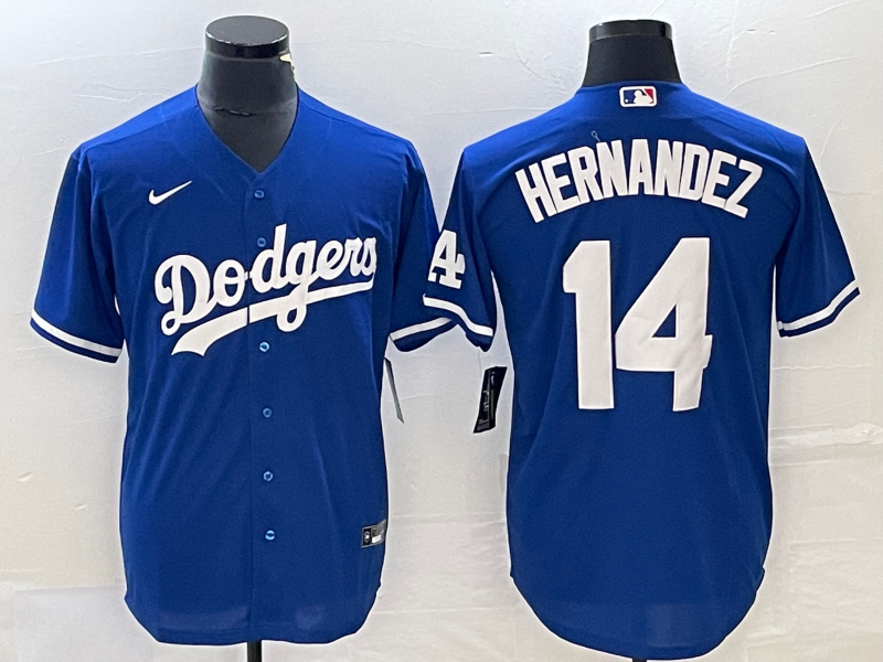 Men's Los Angeles Dodgers Enrique Hernandez #14 Blue Replica Baseball Jersey1 baseball jersey product view 1