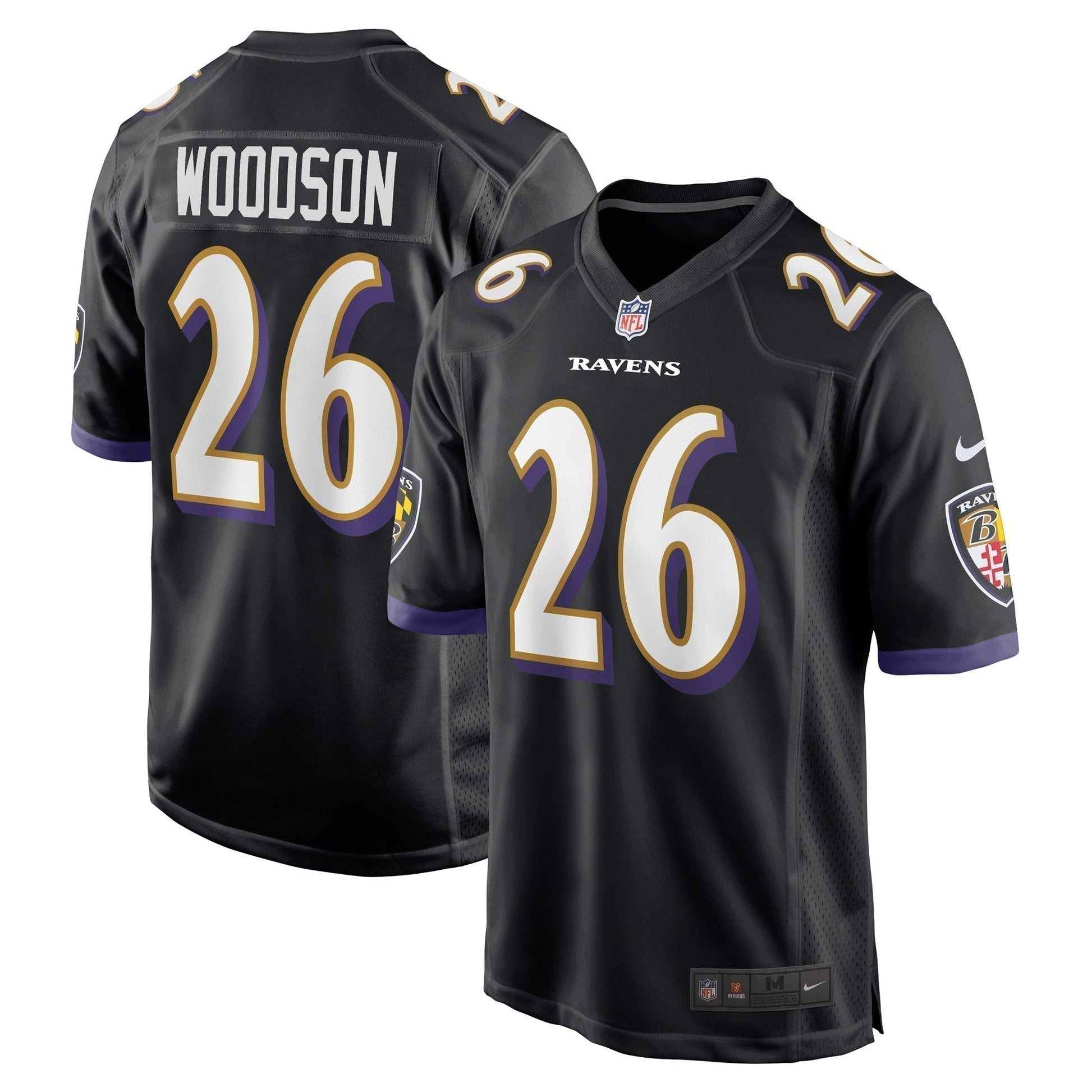 Rod Woodson Baltimore Ravens Retired Jersey - Black football jersey product view 1
