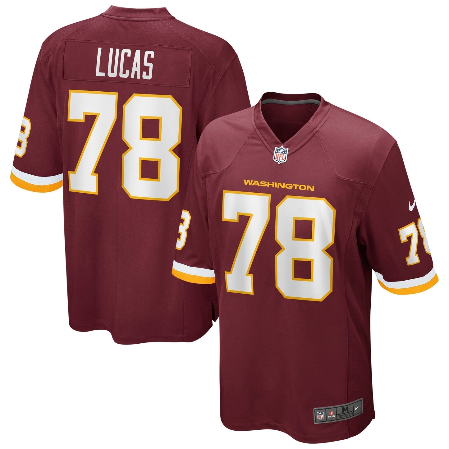 Cornelius Lucas Washington Football Team Game Jersey - Burgundy football jersey product view 1