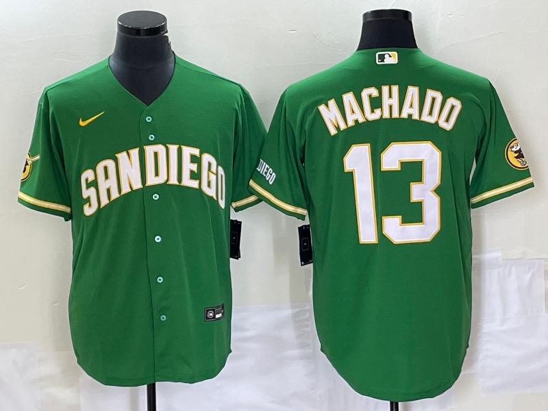 Men's San Diego Padres Manny Machado Green Replica Player Jersey baseball jersey product view 1