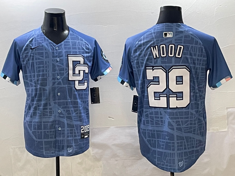 Men's Washington Nationals James Wood Blue 2025 City Connect Limited Player Jersey baseball jersey product view 1