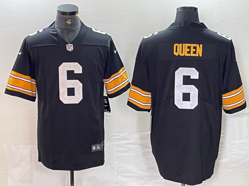 Men's Pittsburgh Steelers Patrick Queen Black Player Game Jersey football jersey product view 1