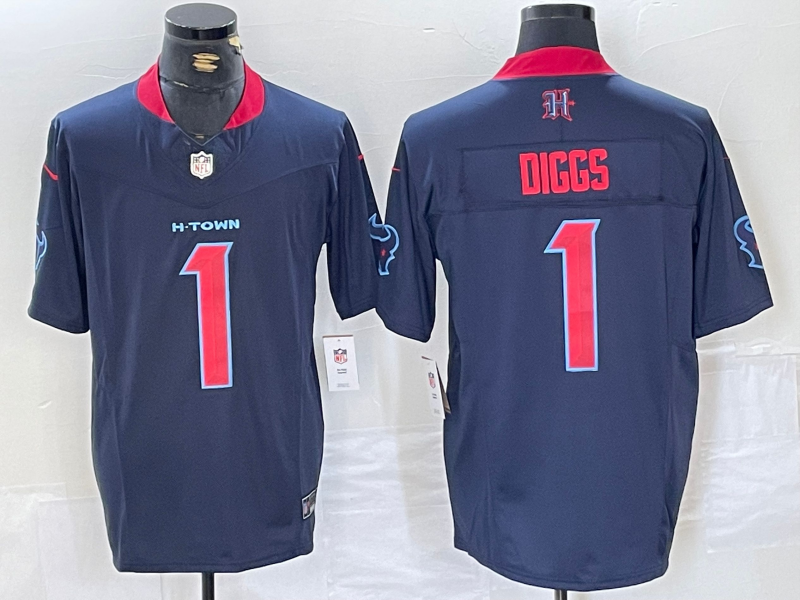 Men's Houston Texans Stefon Diggs Navy 2nd Alternate Game Jersey football jersey product view 1