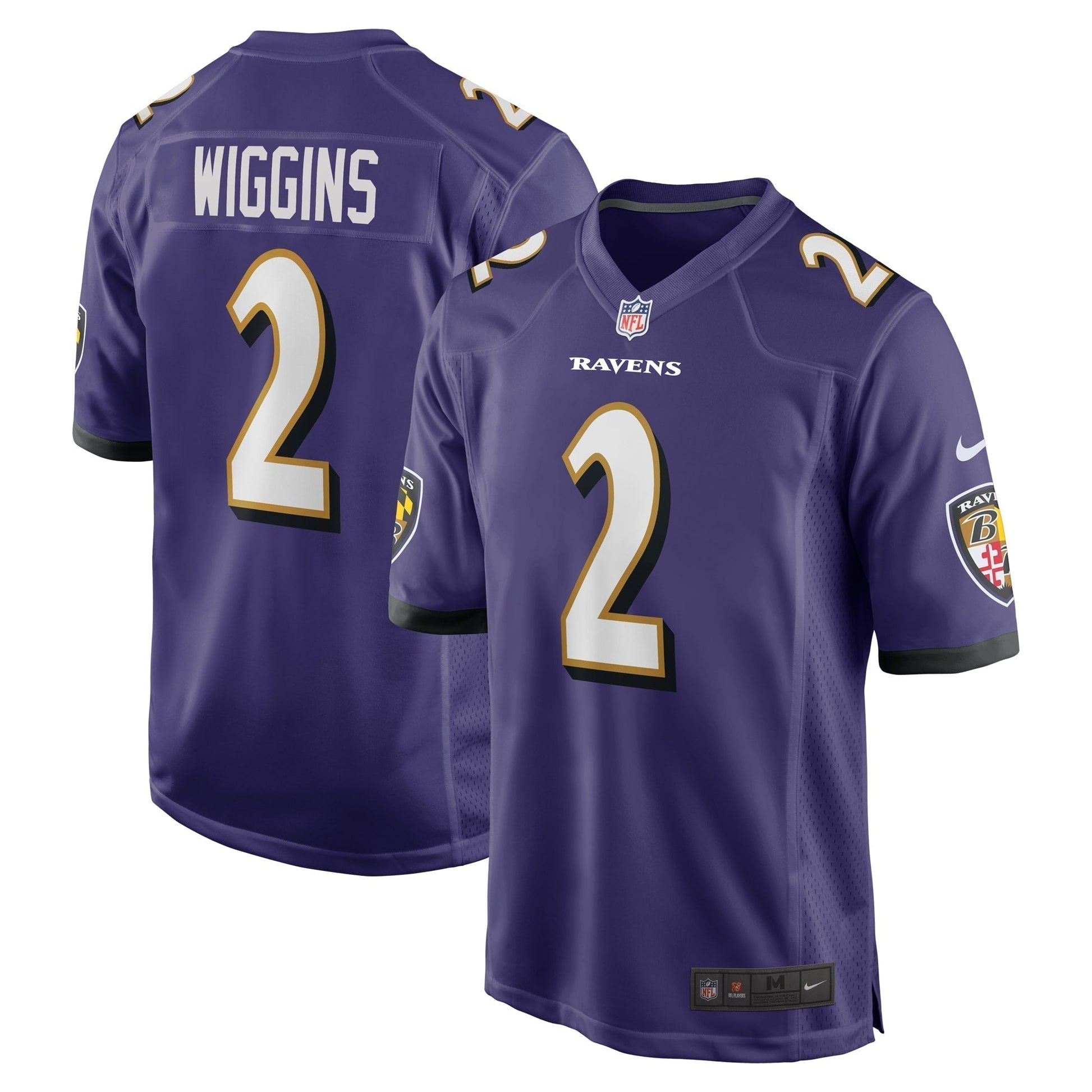 Nate Wiggins Baltimore Ravens 2024 NFL Draft First Round Pick Game Jersey - Purple football jersey product view 1