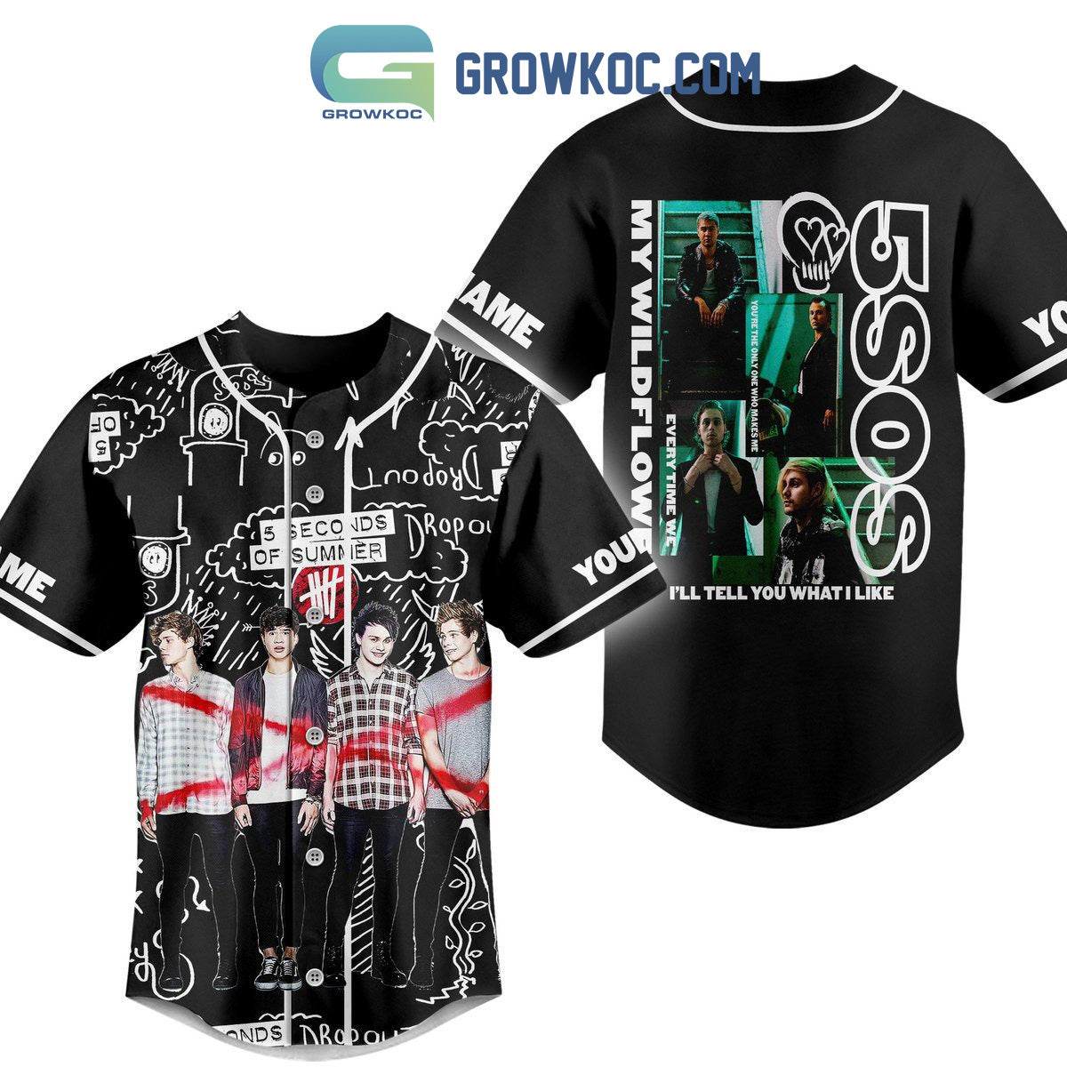 5 Seconds Of Summer Ill Tell You What I Like Personalized Baseball Jersey Unisex T-shirt, Sweatshirt, Hoodie, Long Sleeve Tee - T-Shirt, Sweatshirt, Hoodie