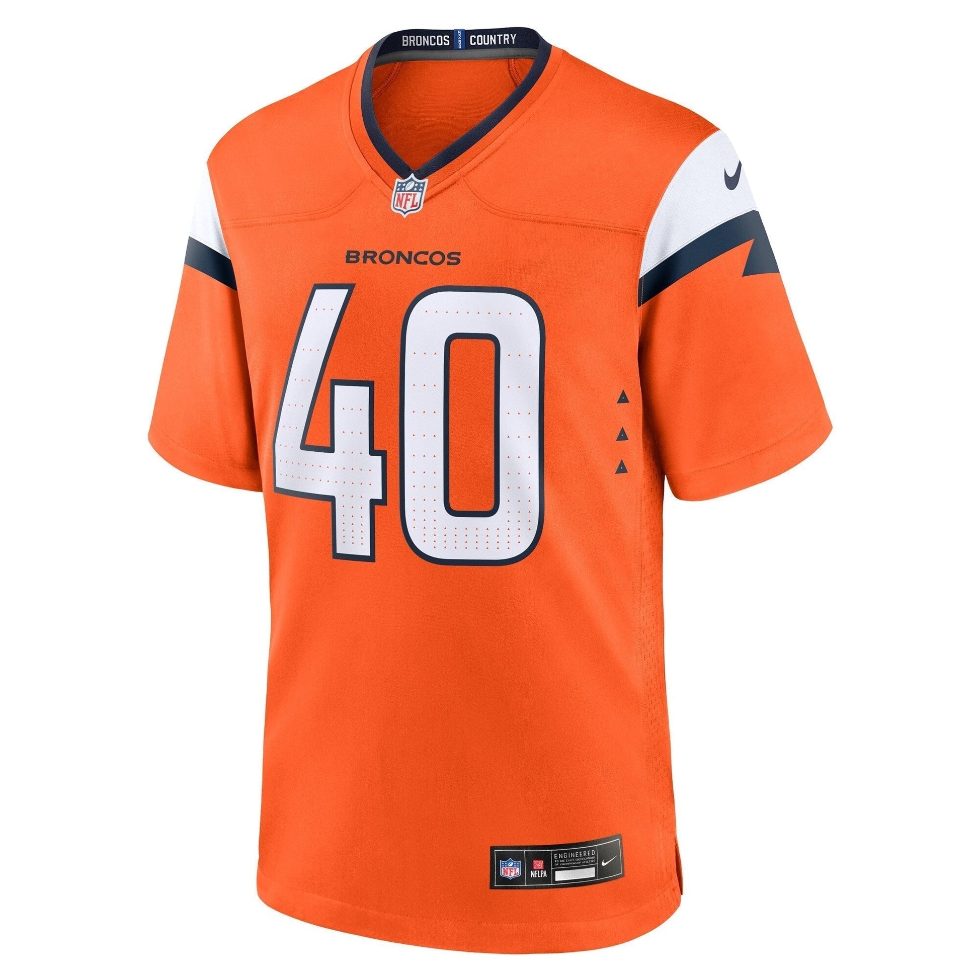 Justin Strnad Denver Broncos Team Game Jersey - Orange football jersey product view 2