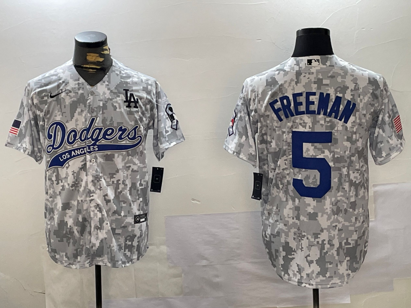 Men's Los Angeles Dodgers Freddie Freeman #5 Arctic Camo 2024 Salute to Service Limited Jersey baseball jersey product view 1