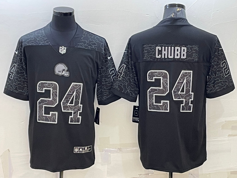 Men's Cleveland Browns Nick Chubb #24 Black RFLCTV Limited Jersey1 football jersey product view 1