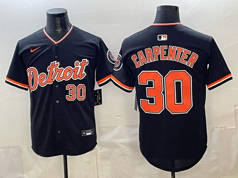 Men's Detroit Tigers Kerry Carpenter #30 Black Alternate Stadium Jersey baseball jersey product view 1