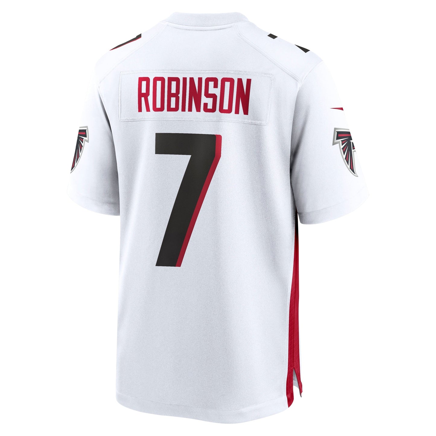 Bijan Robinson Atlanta Falcons Game Jersey - White football jersey product view 3
