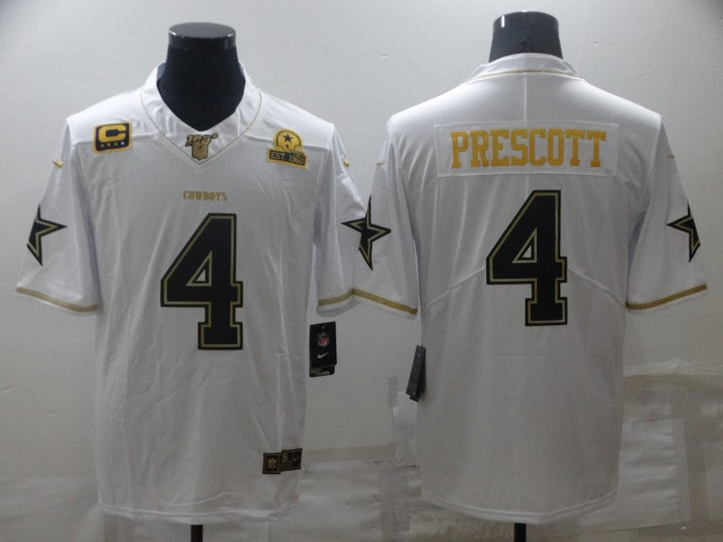 Men's Dallas Cowboys Dak Prescott #4 White Game Player Jersey1 football jersey product view 1