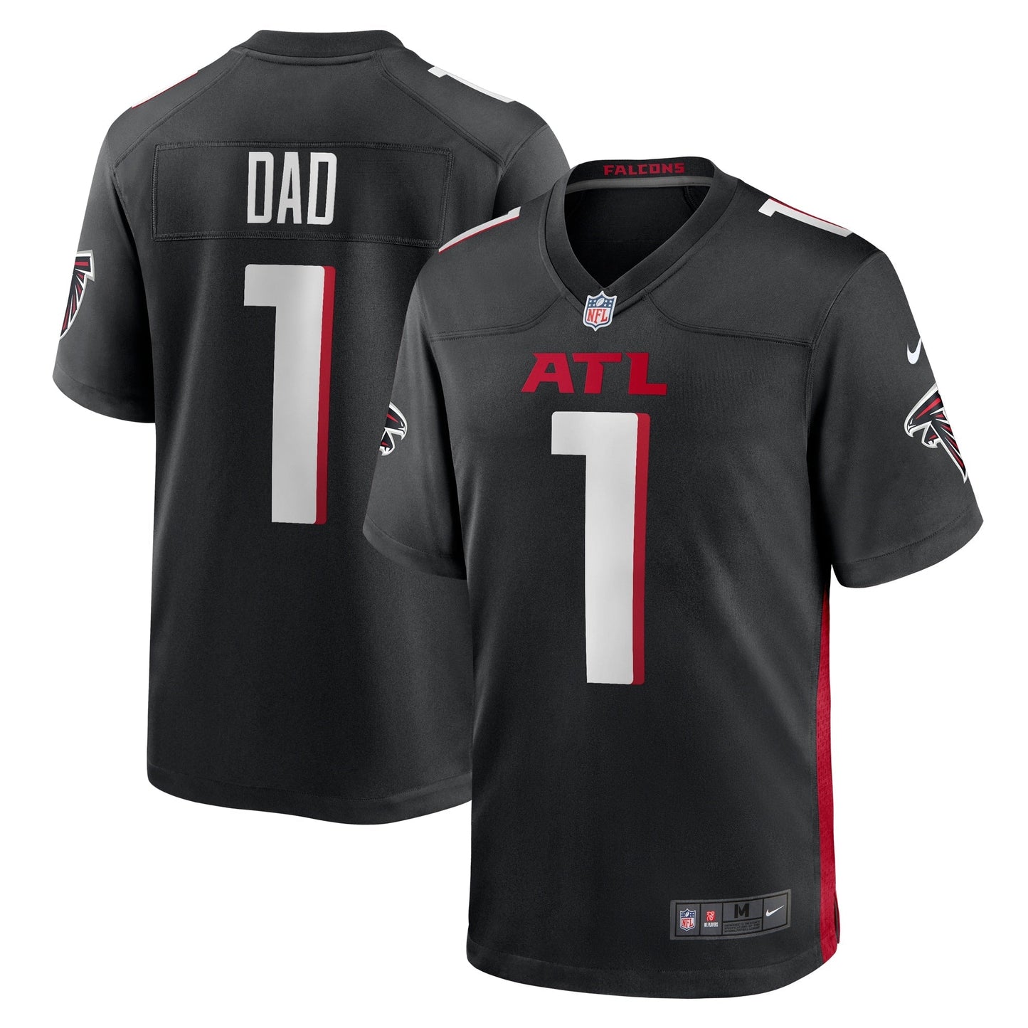 Number 1 Dad Atlanta Falcons Game Jersey - Black football jersey product view 1