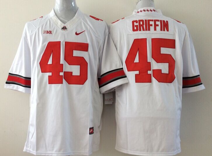 Men's Ohio State Buckeyes Archie Griffin #45 White Player Game Jersey sports jersey product view 1