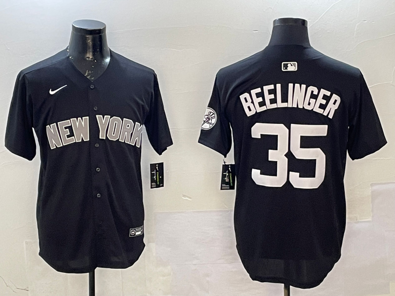 Men's New York Yankees Cody Bellinger Black Replica Player Jersey baseball jersey product view 1
