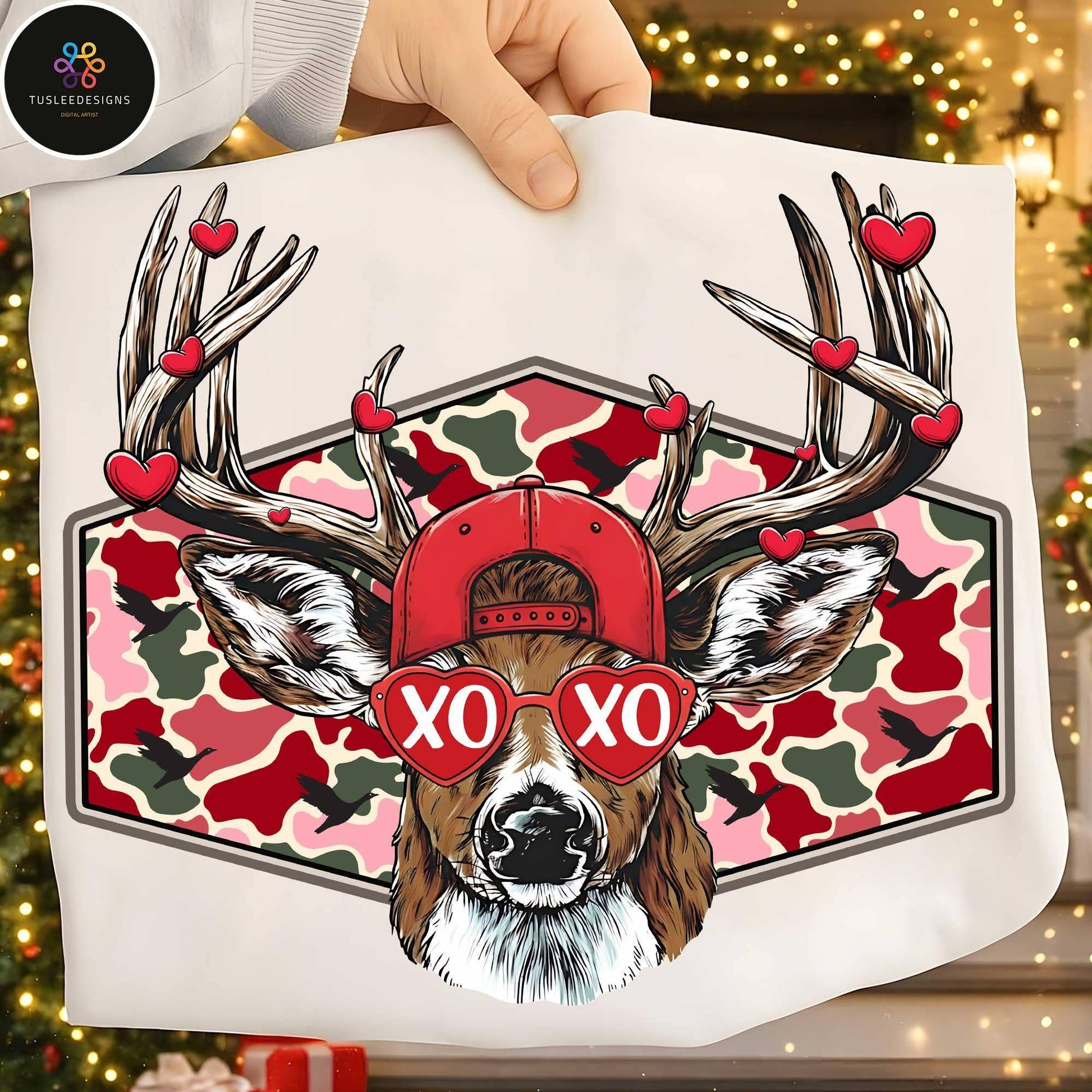 Deer Hunter Valentine Camo Retro Design Shirt Unisex T-shirt, Sweatshirt, Hoodie, Long Sleeve Tee - T-Shirt, Sweatshirt, Hoodie