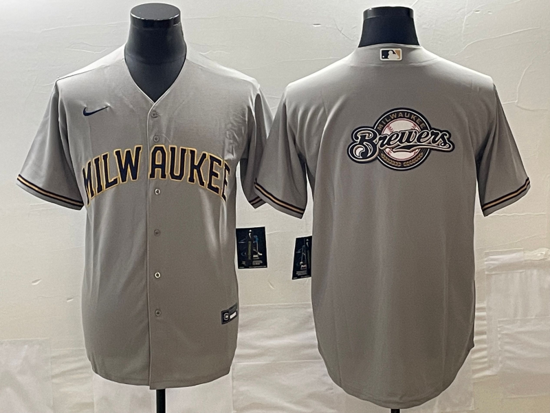 Men's Milwaukee Brewers Gray Replica Team Jersey baseball jersey product view 1