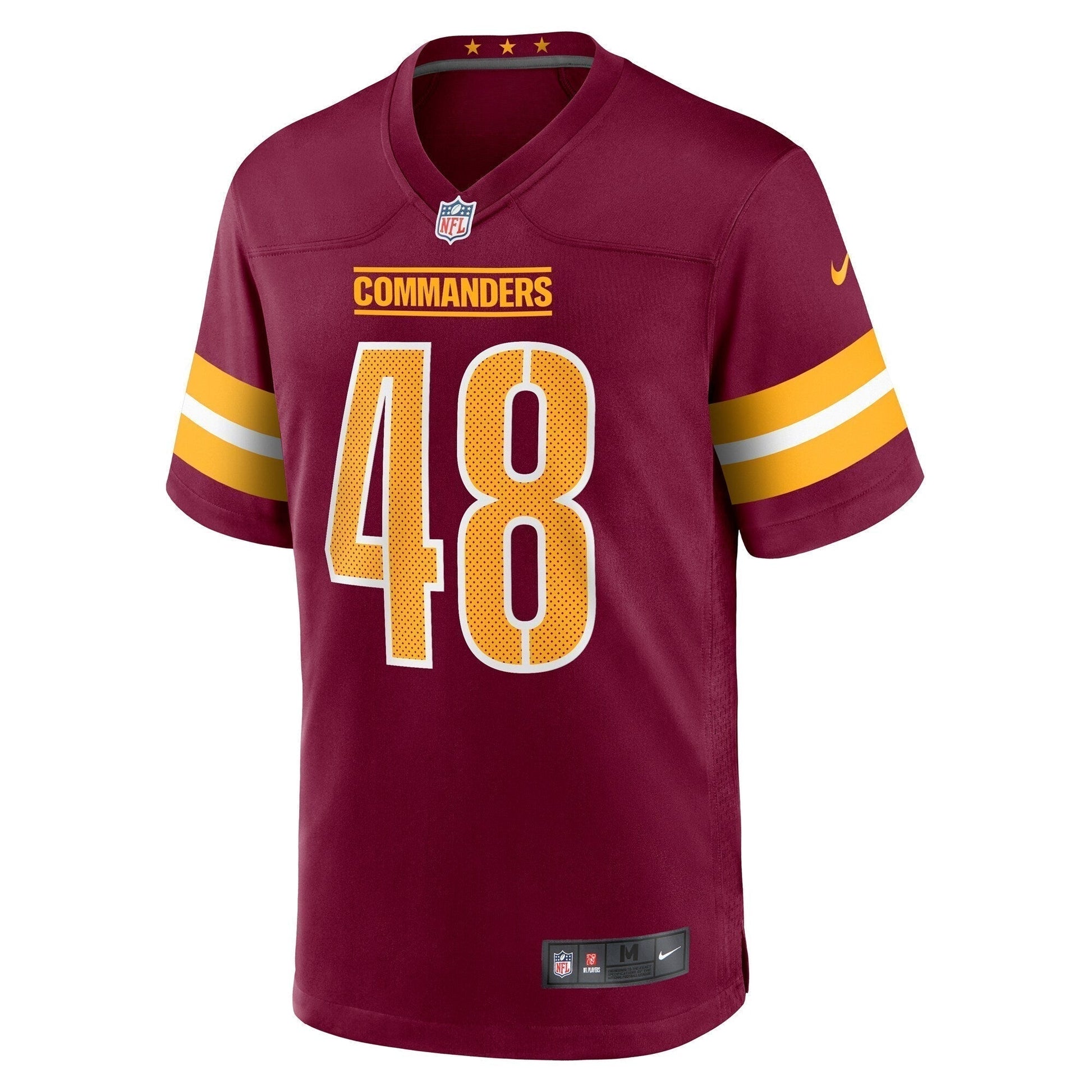 Sean Chandler Washington Commanders Game Jersey - Burgundy football jersey product view 2