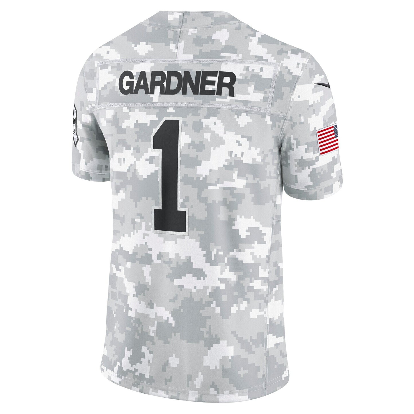 Sauce Gardner New York Jets 2024 Salute to Service Limited Jersey - Arctic Camo football jersey product view 3