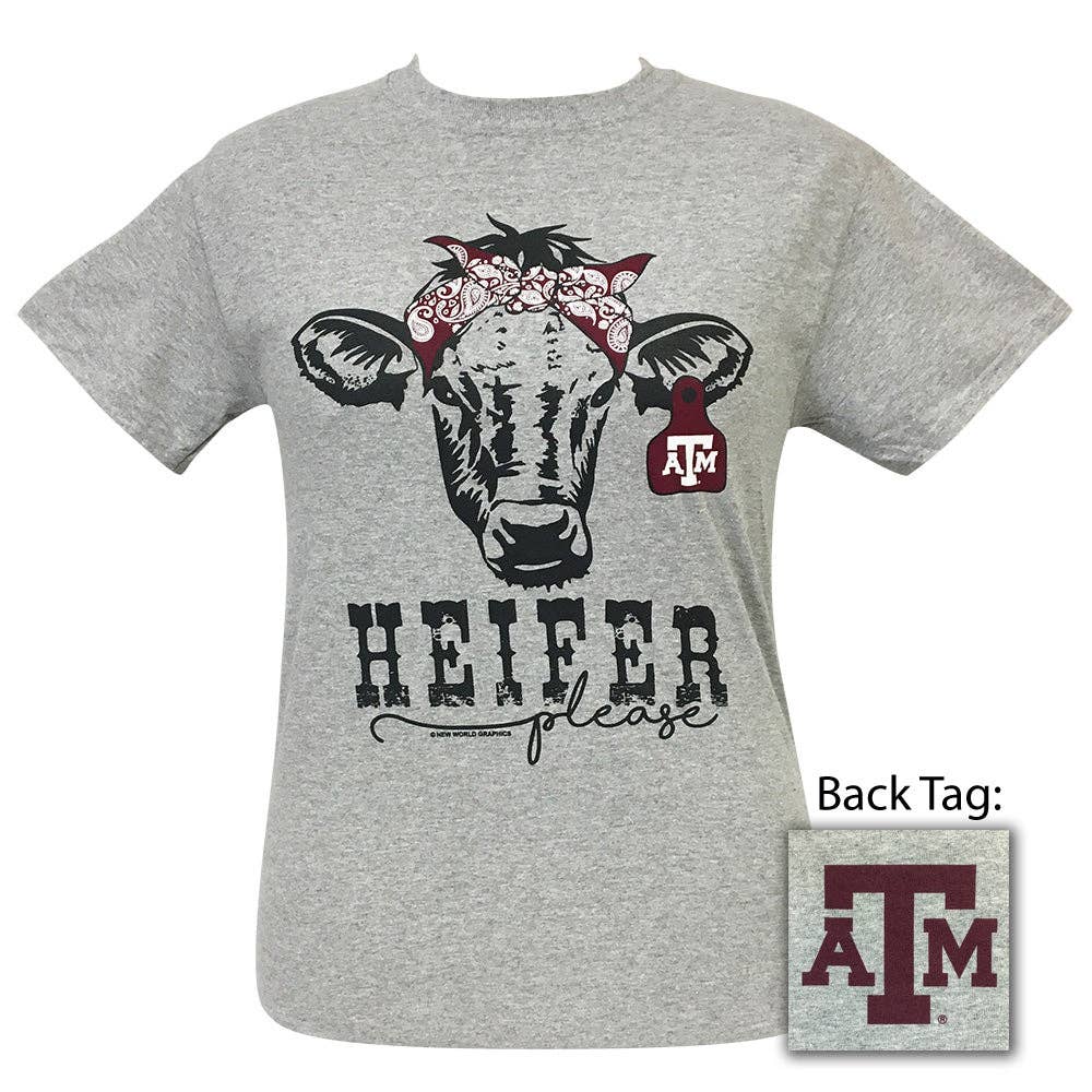 Heifer Please Texas Aandm Sports Grey Short Sleeve Unisex T-shirt, Sweatshirt, Hoodie, Long Sleeve Tee - T-Shirt, Sweatshirt, Hoodie