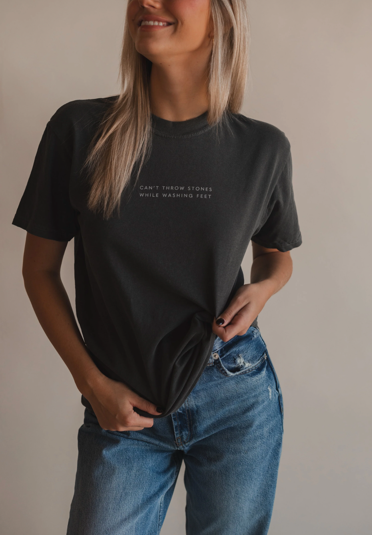 Can't Throw Stones Tee- Charcoal | Christian Faith Tee Unisex T-shirt, Sweatshirt, Hoodie, Long Sleeve Tee - T-Shirt, Sweatshirt, Hoodie
