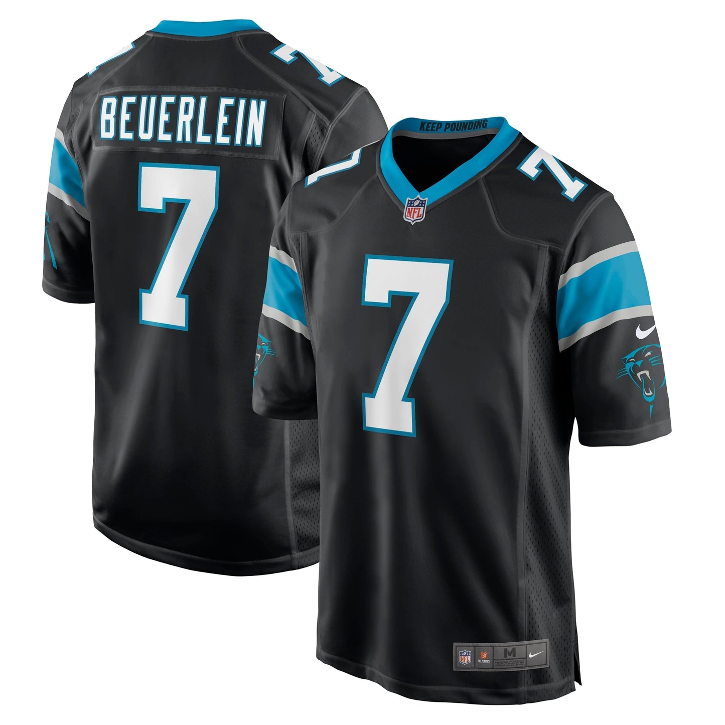 Steve Beuerlein Carolina Panthers Retired Jersey - Black football jersey product view 1