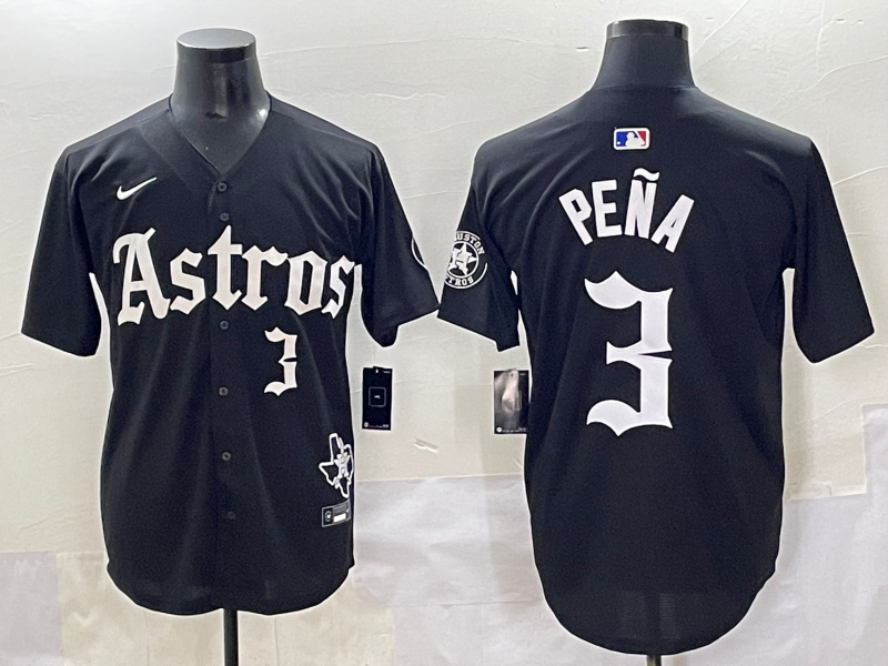 Men's Houston Astros Jeremy Pena #3 Black Team Player Jersey baseball jersey product view 1