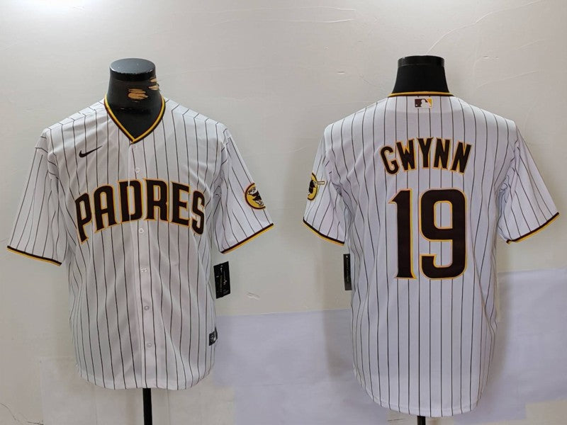 Men's San Diego Padres #19 Tony Gwynn White Stitched Jersey1 baseball jersey product view 1